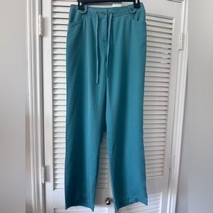 JM Collection Size 4 Petite Aqua Blue Green Lyocell Tencel Pants Lightweight